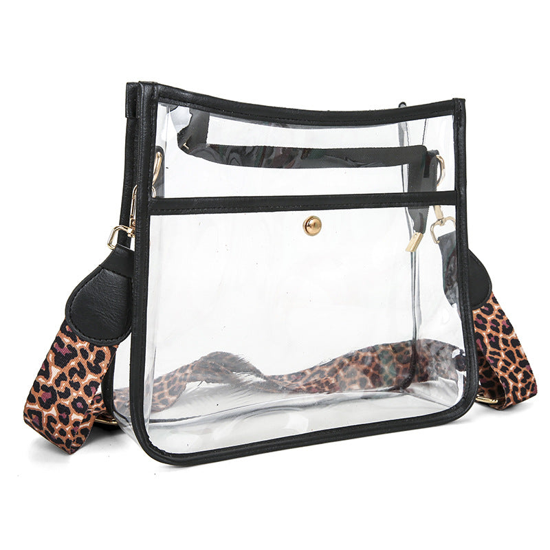 Wholesale Western Style Leopard Print Small Square Transparent Crossbody Bag