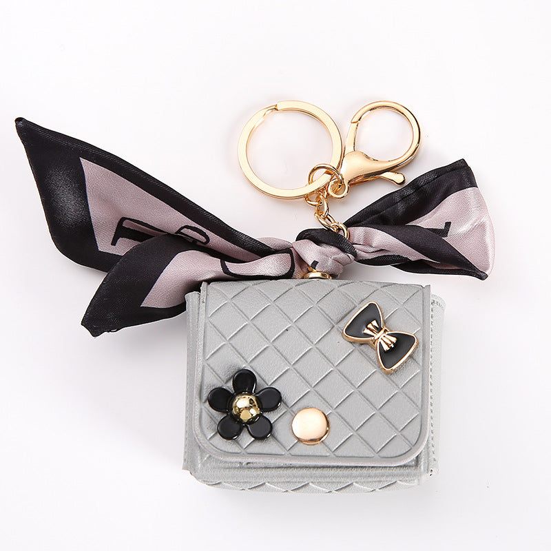 Wholesale Reduced Silk Scarf Bluetooth Headset Bag Leather Coin Purse Mini Keychain