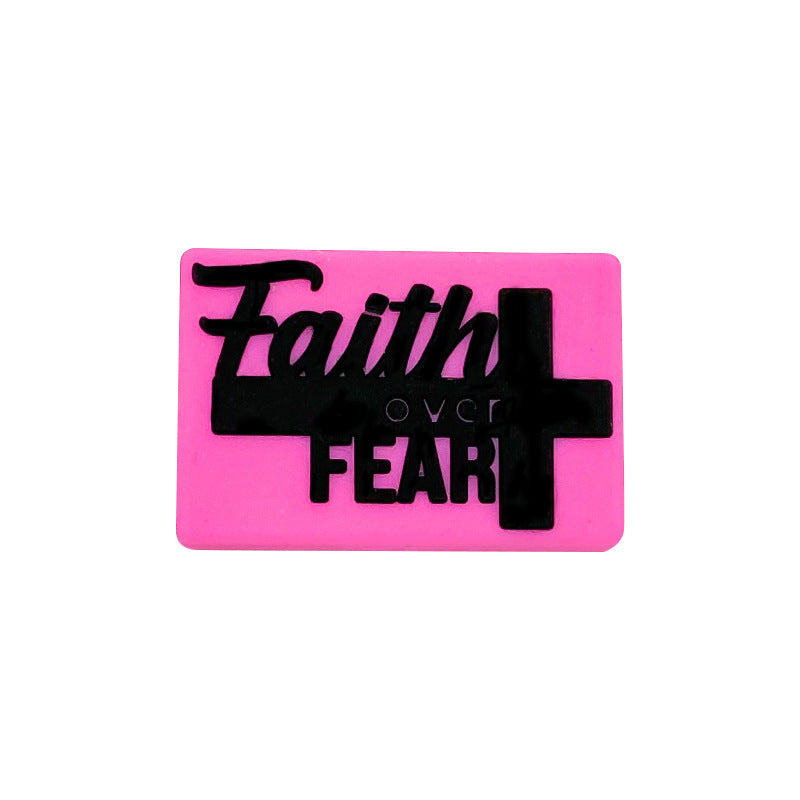 Wholesale 10pcs Rectangular Faith English Creative Silicone Beads