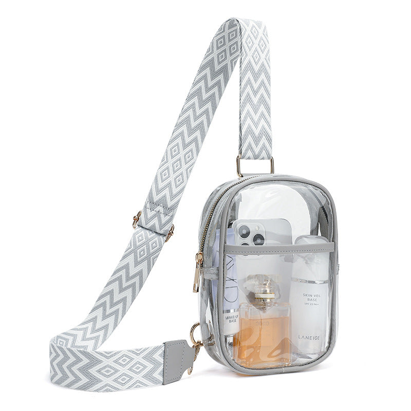 Wholesale TPU Transparent Wide Shoulder Strap Waterproof Chest Bag Outdoor Sports Crossbody Bag
