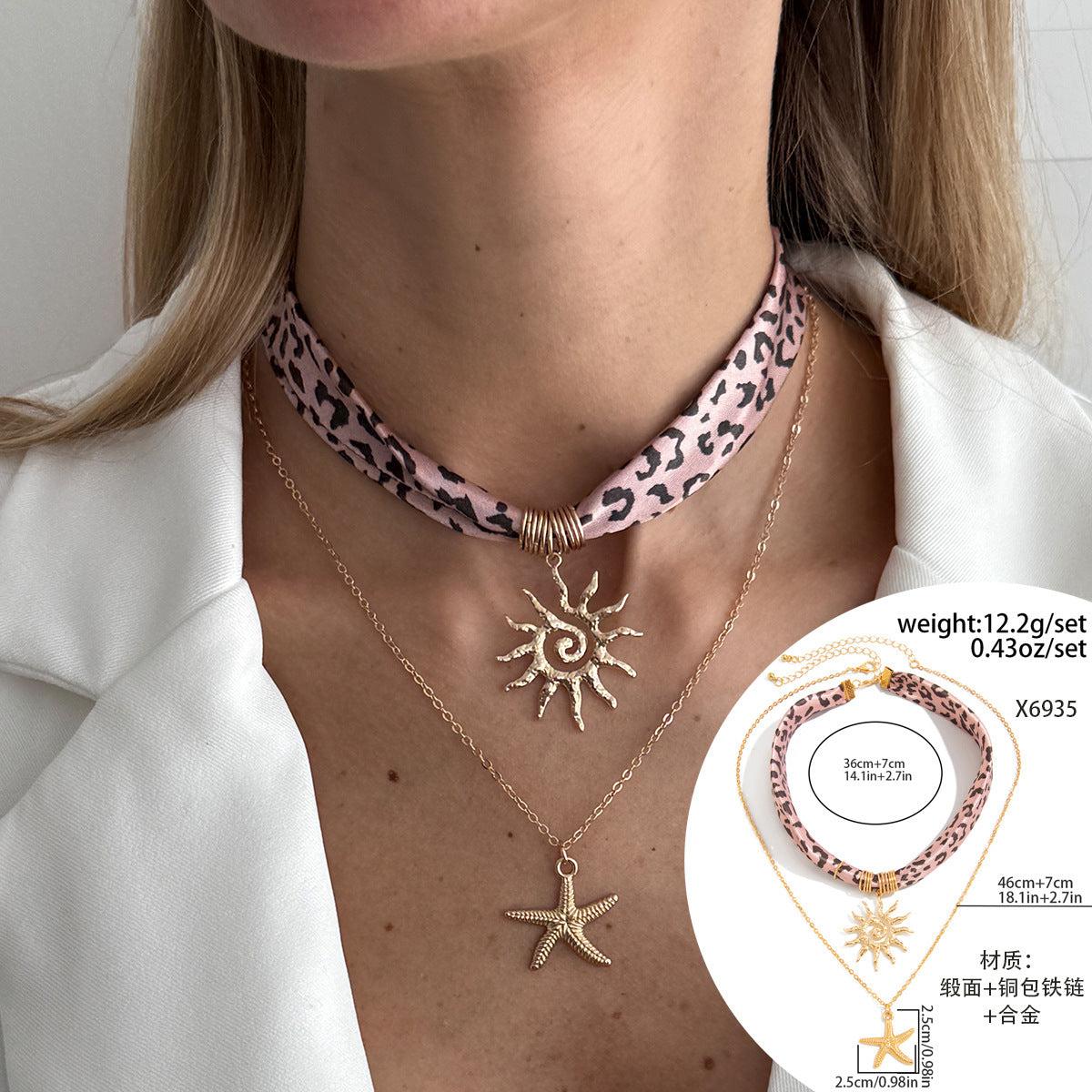 Wholesale Sweet and cool leopard print velvet clavicle chain choker necklace