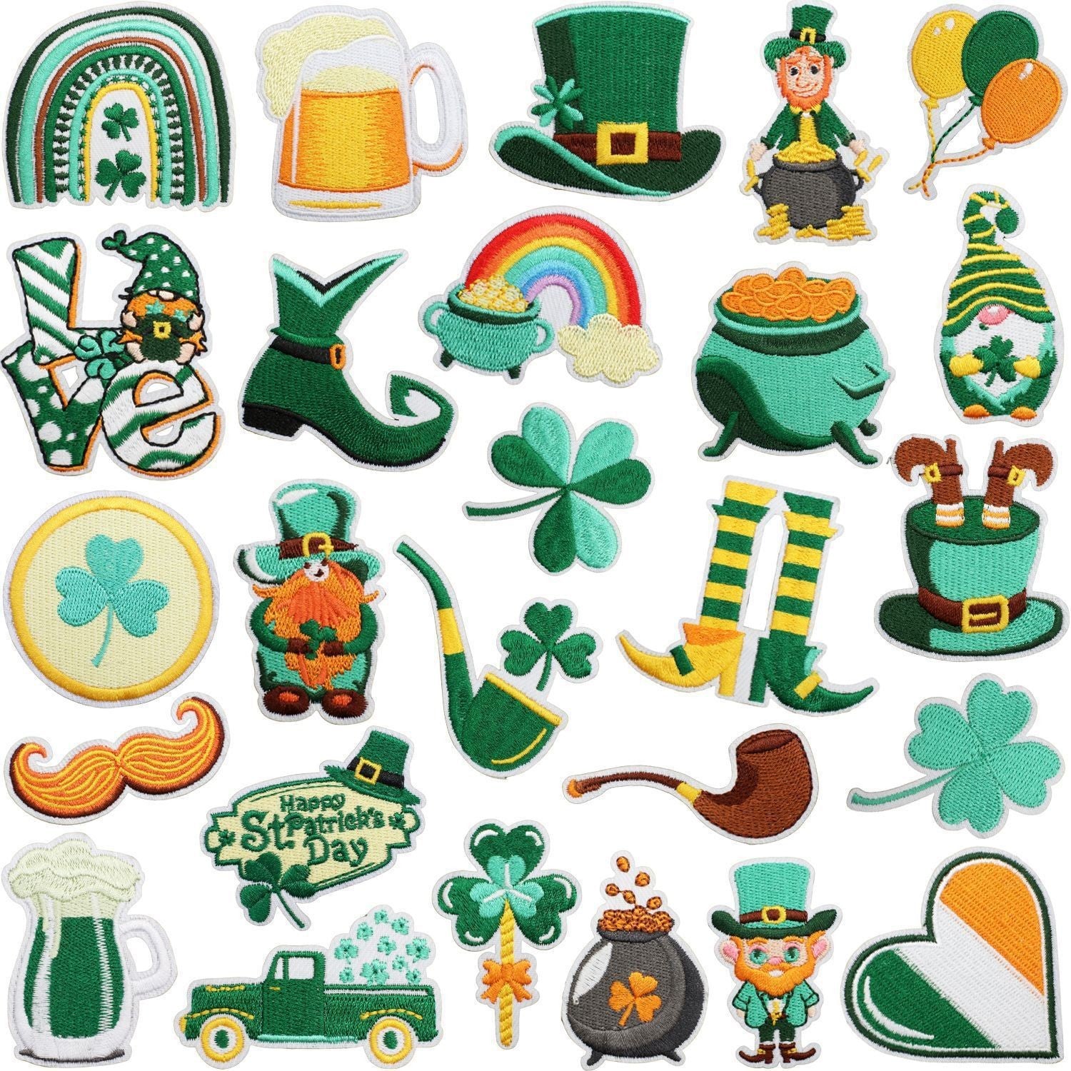 Wholesale St.  Patrick' s Day Rainbow Beer Clover Embroidery DIY Patches