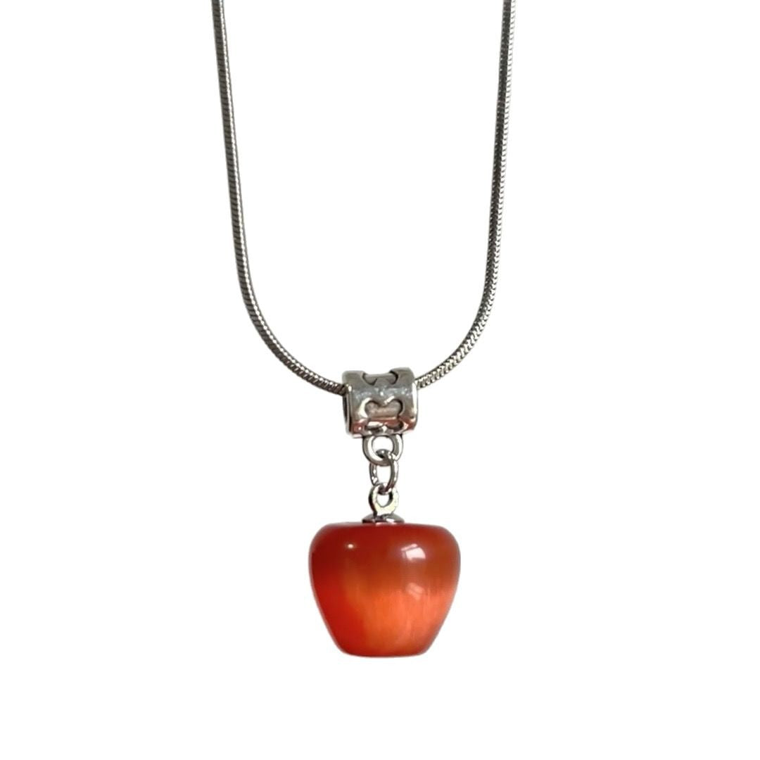 Wholesale Electroplated red green apple acrylic necklace