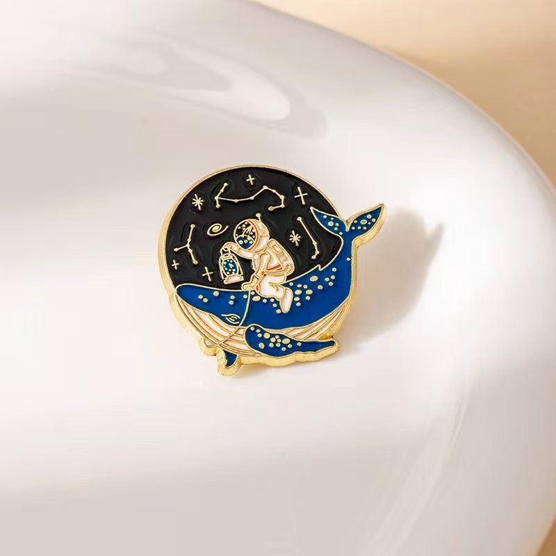 Wholesale creative cartoon cute whale drifting bottle astronaut Brooch