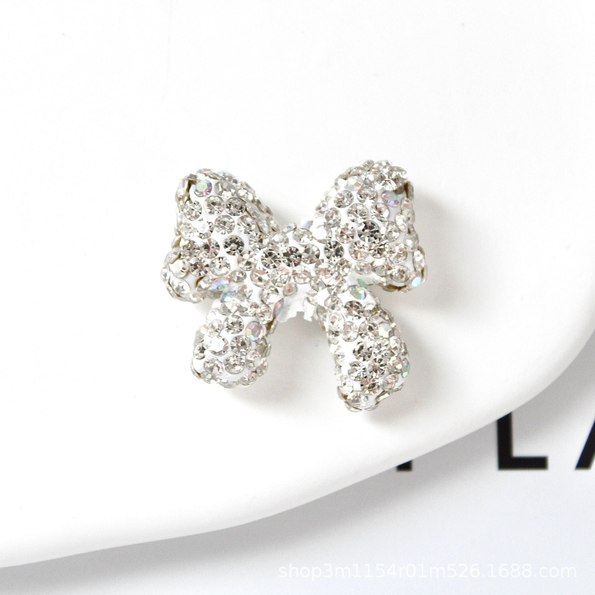 Wholesale 10pcs Colorful diamond clay butterfly bow ribbon with vertical hole beads