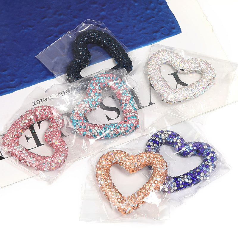 Wholesale 10pcs Rhinestone Colored Hollow Love Clay Beads Heavy Industry Cute Beads DIY