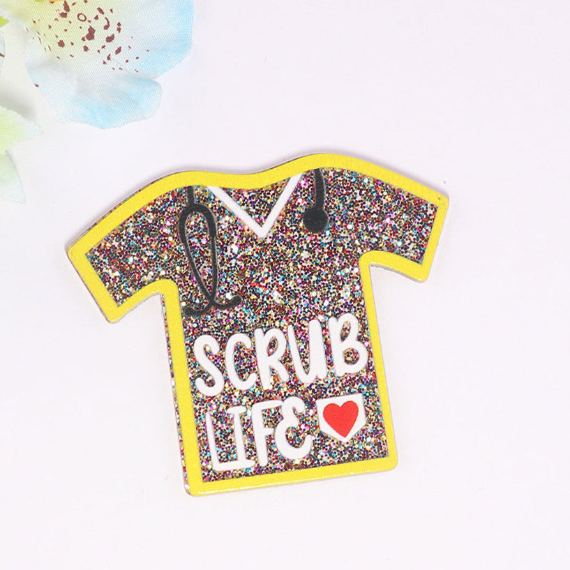 Wholesale 10pcs cartoon nurse clothes letter bag jewelry acrylic pin cute DIY patch accessories