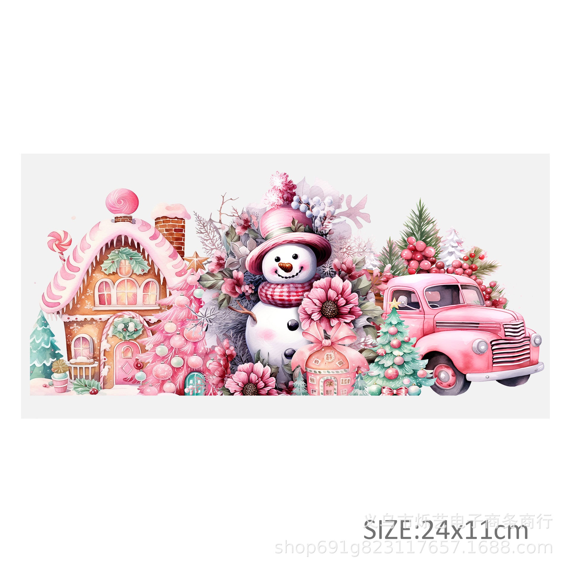 Wholesale Cute Animal Christmas Pink 16oz Cup UV DTF Wraps