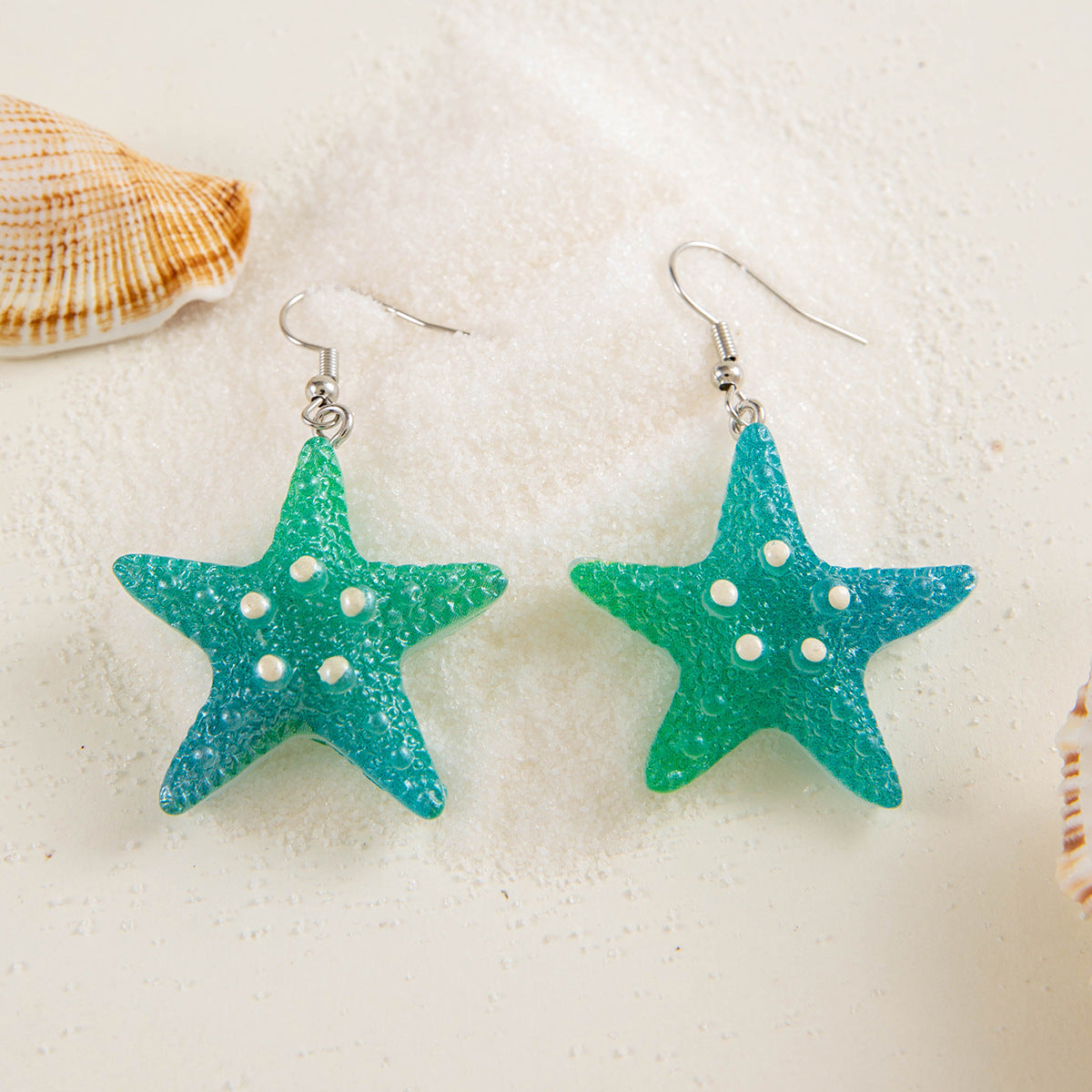 Wholesale Colorful Resin Starfish and Scallop Earrings