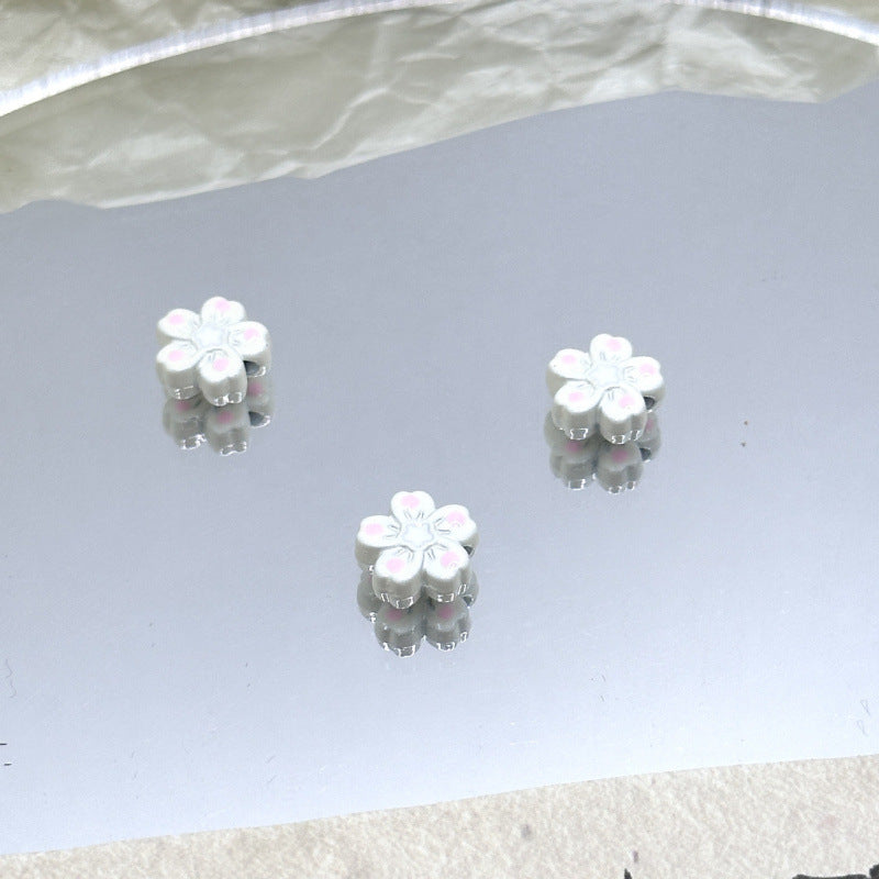 Wholesale 10pcs drop oil five petal flower flower plum blossom DIY beaded alloy paint