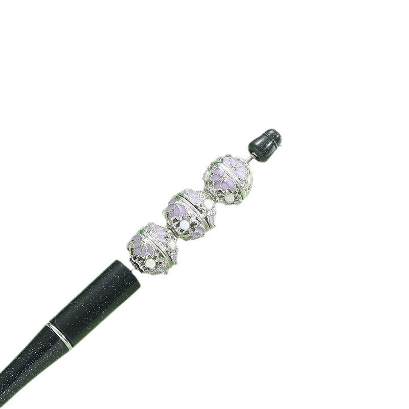 Wholesale antique bamboo leaf handmade accessories silver round beads