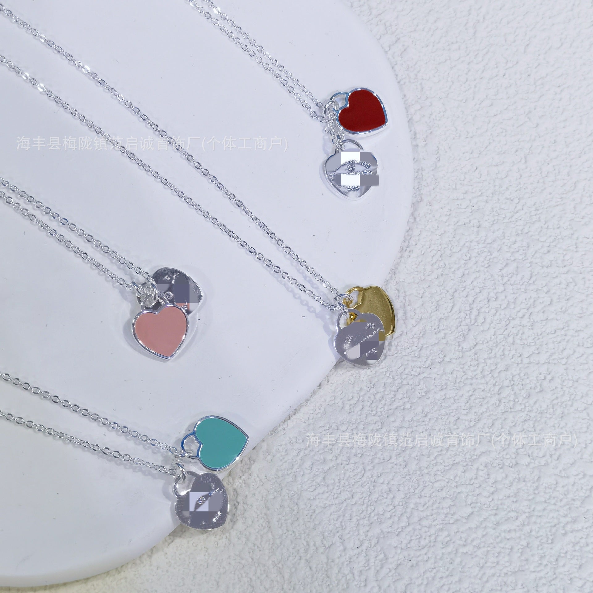 Wholesale Epoxy diamond gold-plated heart clavicle necklace