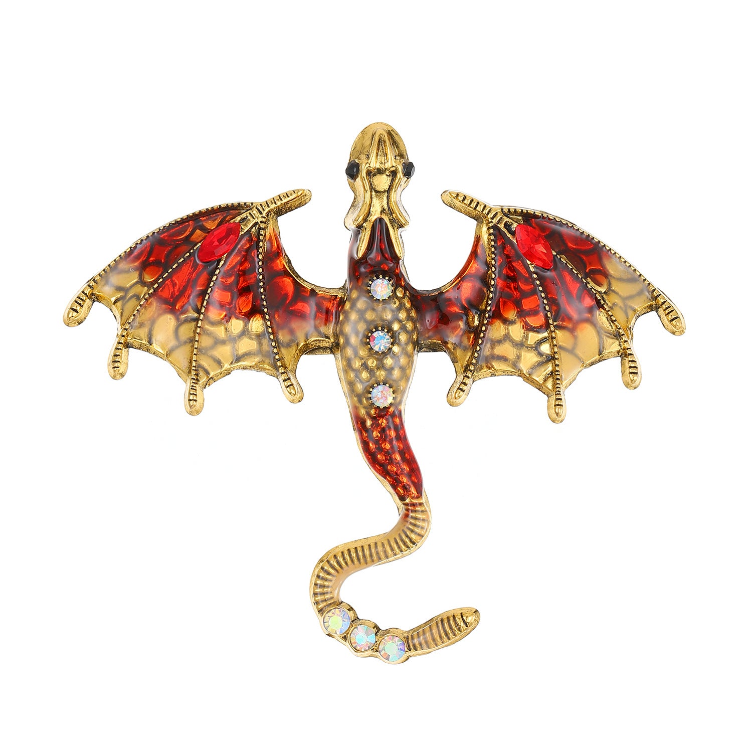 Wholesale Magic dragon-shaped niche enamel colored diamond brooch exquisite suit pin light luxury accessories
