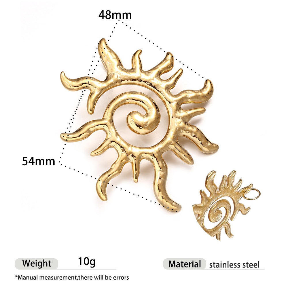 Wholesale Tyna European and American Light Luxury 18K Gold Stainless Steel Conch Sea Star Sun Thick Rope Necklace All-match Cross-border Trendy Jewelry