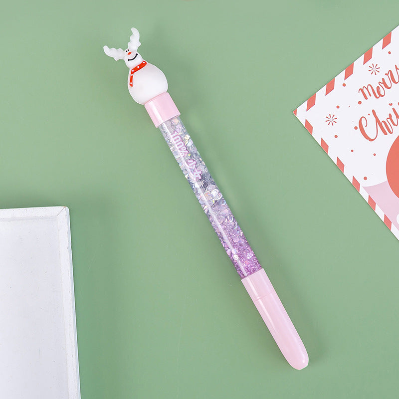 Wholesale Christmas Cartoon Glitter Powder Quicksand Plastic Rollerball Pen