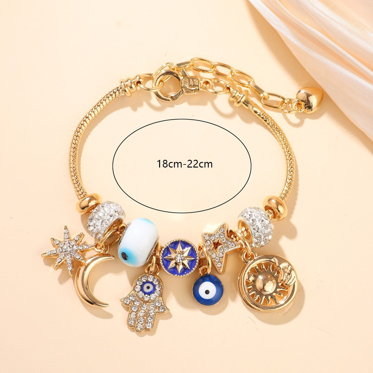 Wholesale DIY Blue Devil Eye Glass Diamond Star Bracelet