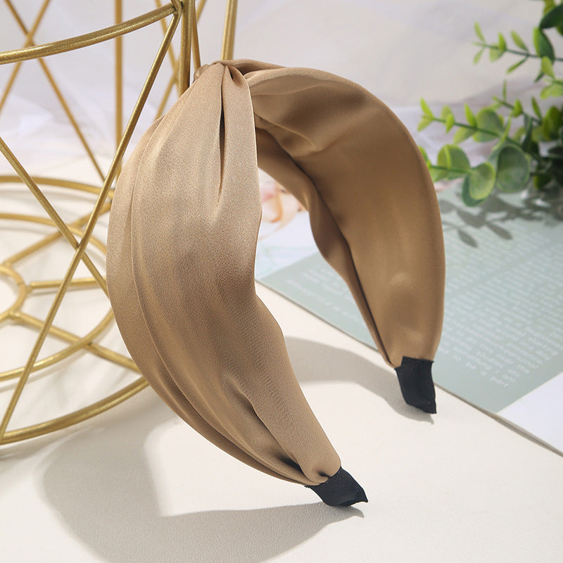 Wholesale Solid Color Knotted Fabric Wide Edge Headband