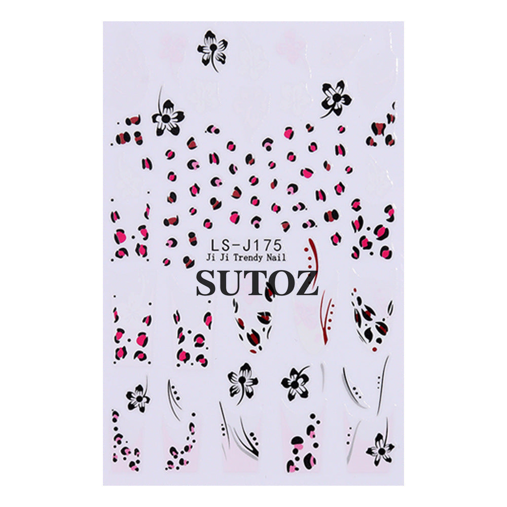 Wholesale 3pcs/pack Leopard print glitter nail stickers