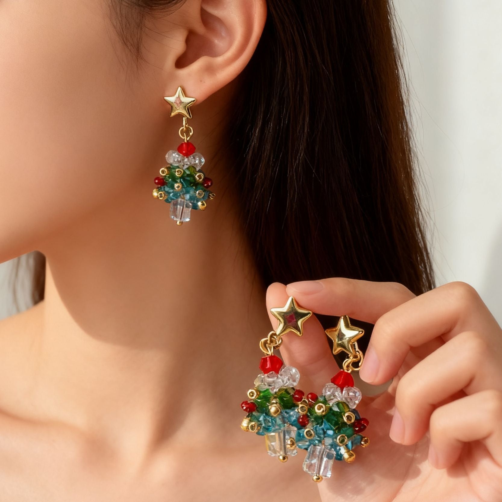 Wholesale New Christmas earrings for women all-match holiday Christmas gingerbread man cane earrings