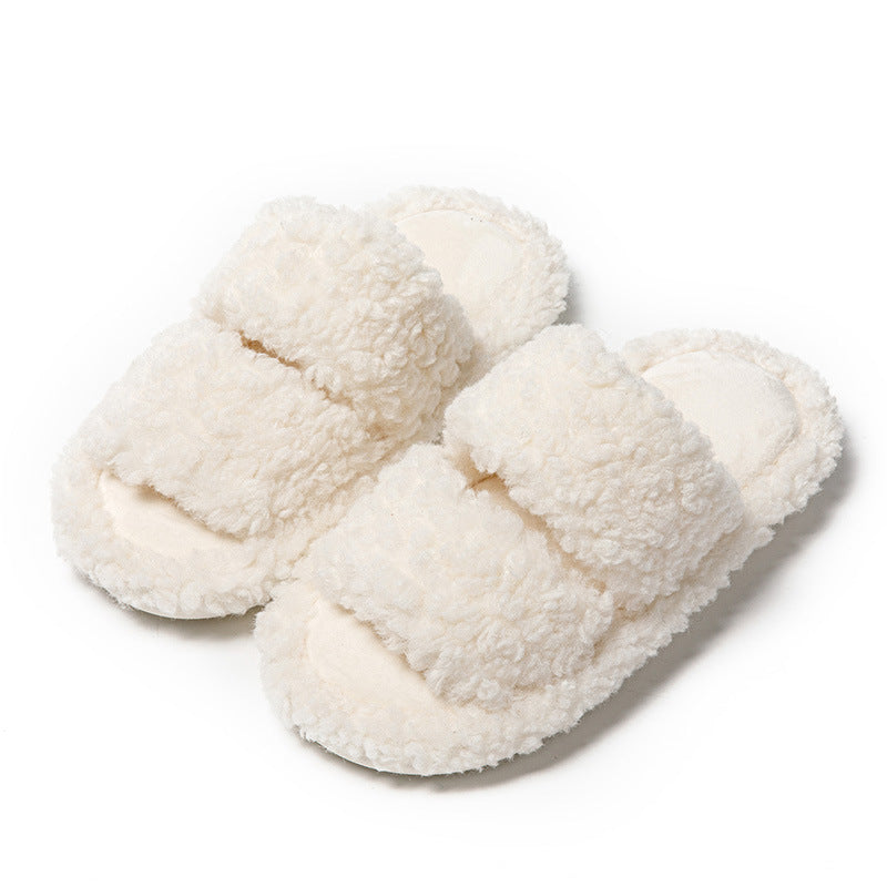 Wholesale Parallel Bar Curly Plush Cotton Slippers