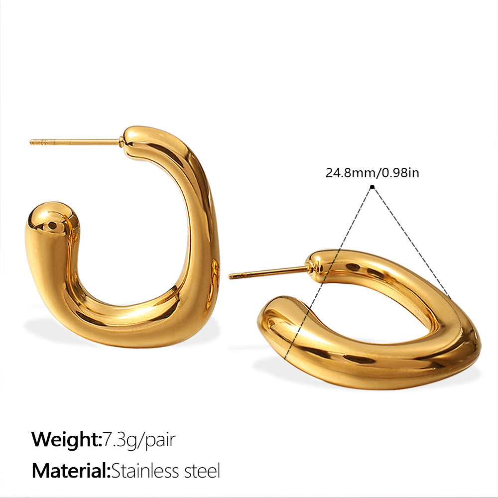 Wholesale Stainless Steel G-Shaped Gold-Plated Geometric Earrings