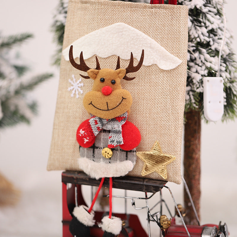 Wholesale Christmas Decorations Linen Cloud 3D Doll Handbag