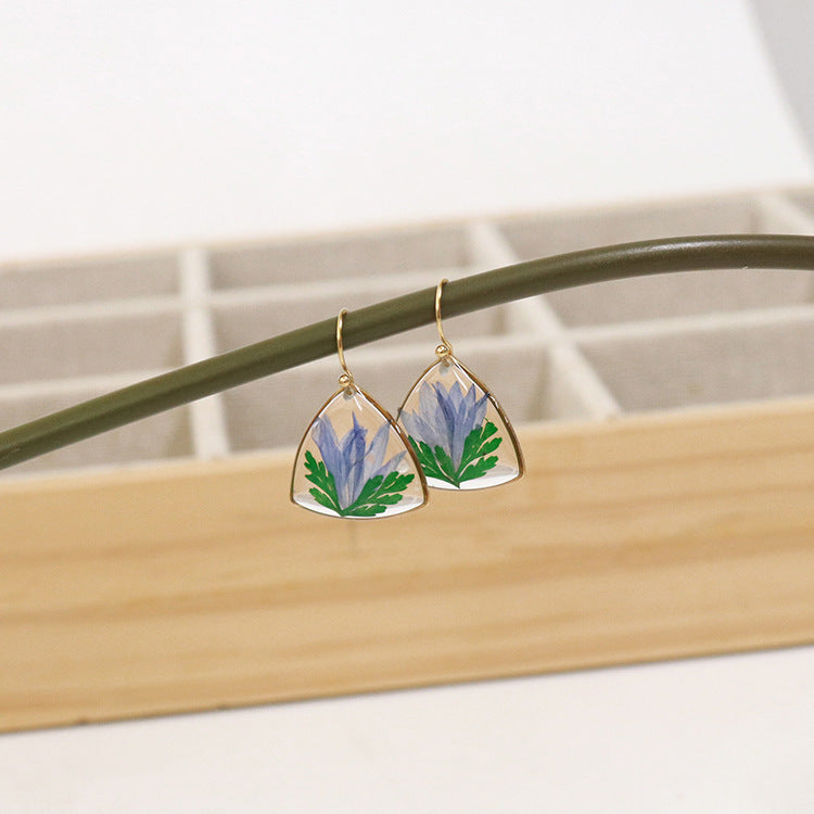 Wholesale 6pcs Geometric Colorful Dried Flower Earrings