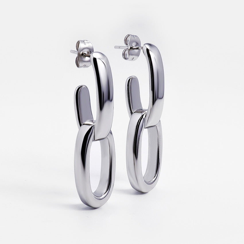 Wholesale 18K Gold Plated Oval Interlocking Earrings