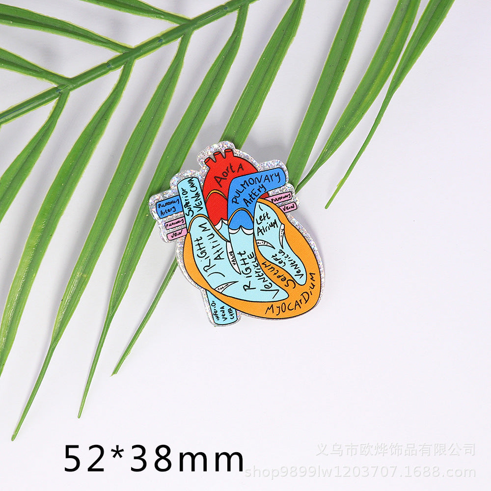 Wholesale 10pcs Cartoon Puzzle Peach Heart Ice Cream Acrylic DIY Patch Accessories