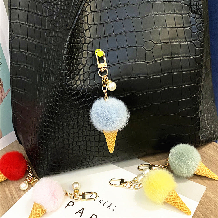 Wholesale Pearl Ice Cream Keychain Plush Car Keychain