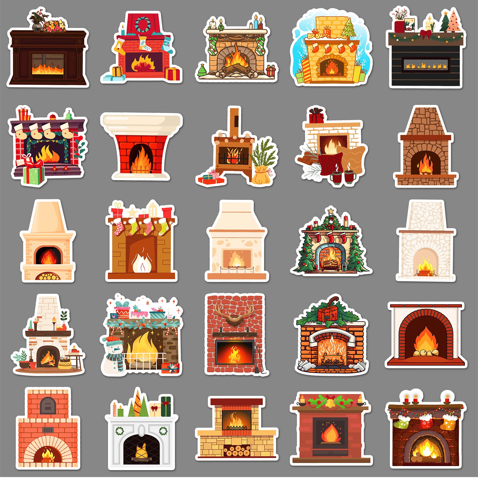 Wholesale 50 pcs/ pack fireplace graffiti stickers Christmas decorative  stickers