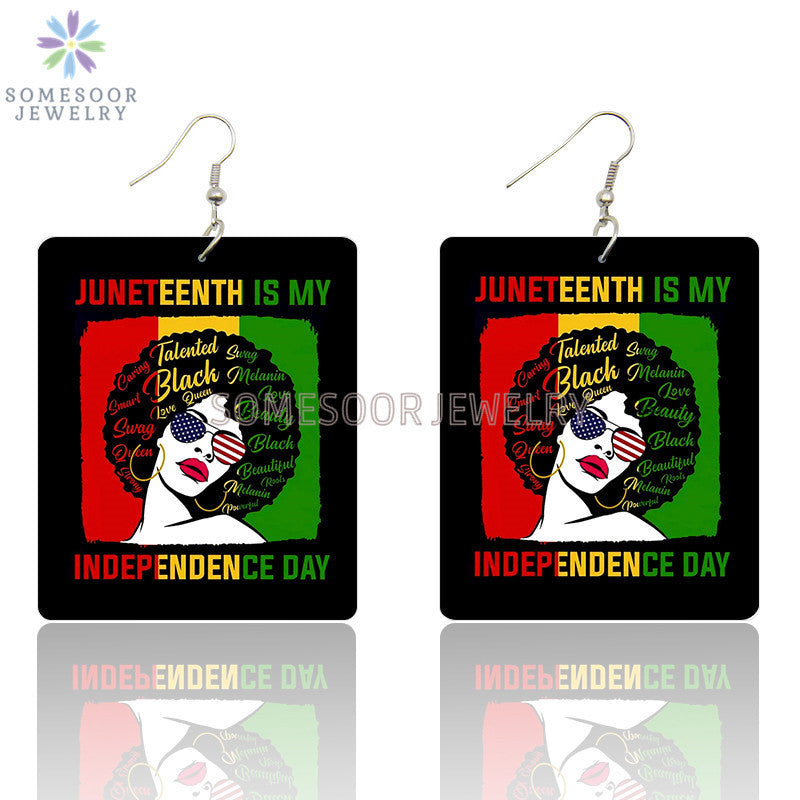 Wholesale Rectangular Exaggerated Wood Earrings