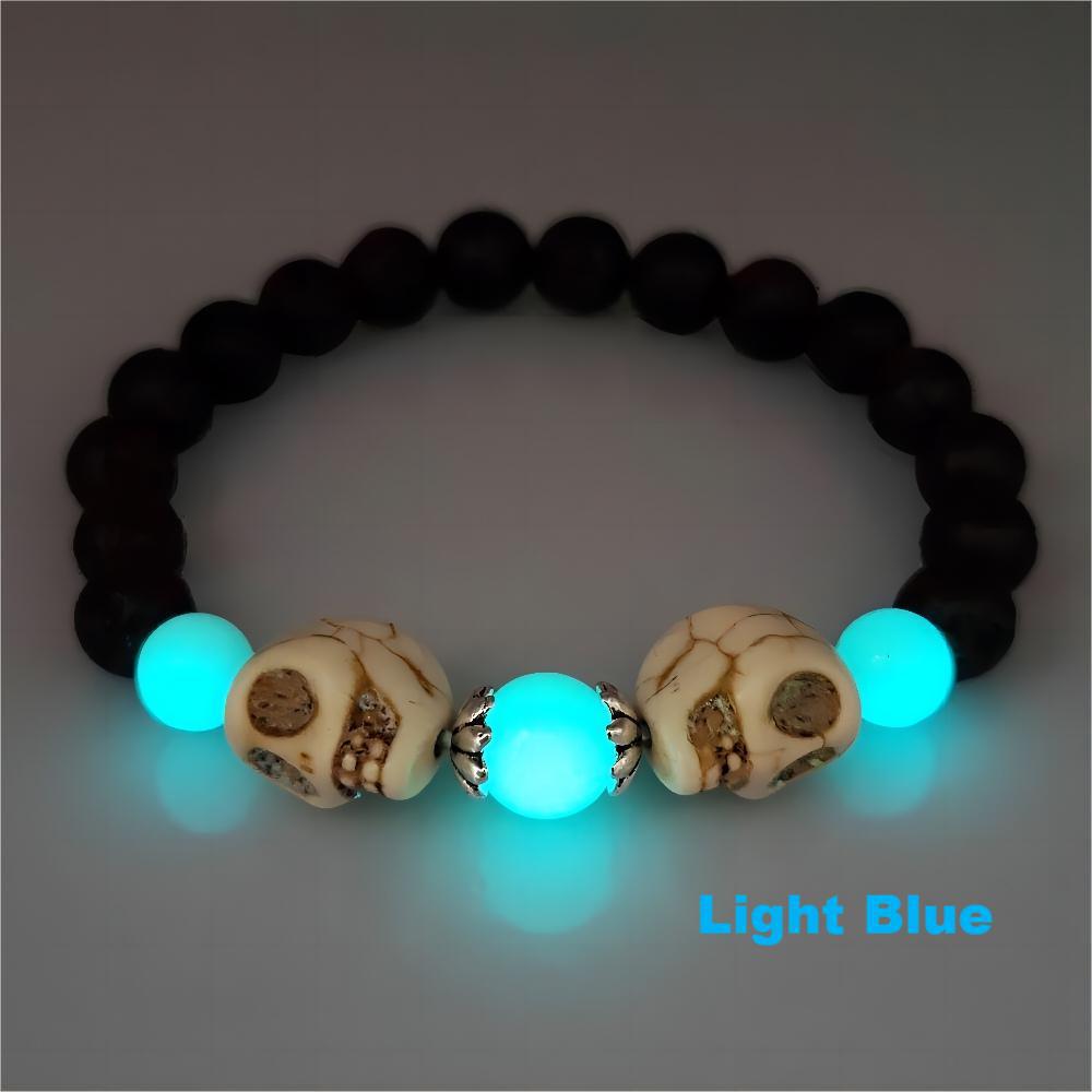 Wholesale  White Turquoise Skull   Ghost Head Volcanic Stone  Luminous Bracelet
