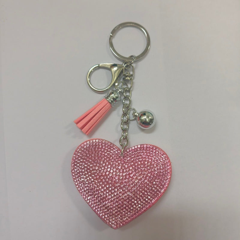 Wholesale Creative Heart-Shaped Diamond-Encrusted Bag Keychain