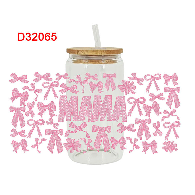 Wholesale Flower Bow Mother's Day  16oz Cup UV DTF Wraps