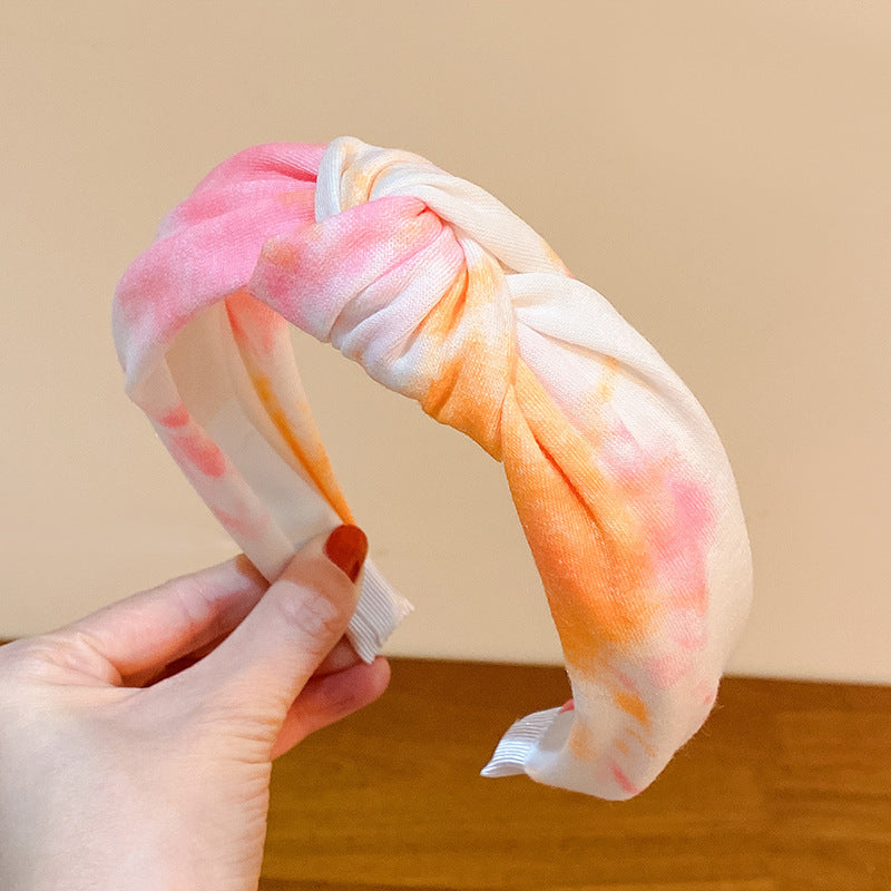 Wholesale Tie Dye Wide Edge Pressed Polyester Headband