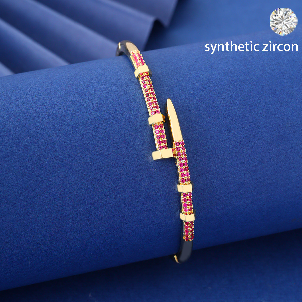 Wholesale Nail copper micro inlaid zircon open bracelet