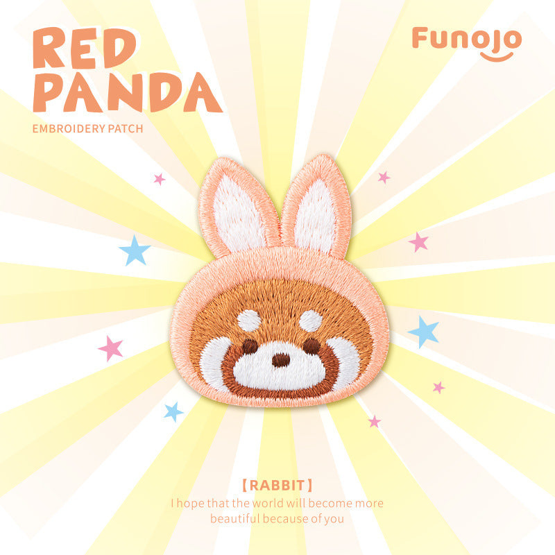 Wholesale Cute Little Panda Animal Headgear Embroidery  Self-Paste Cloth Sticker  DIY Patches