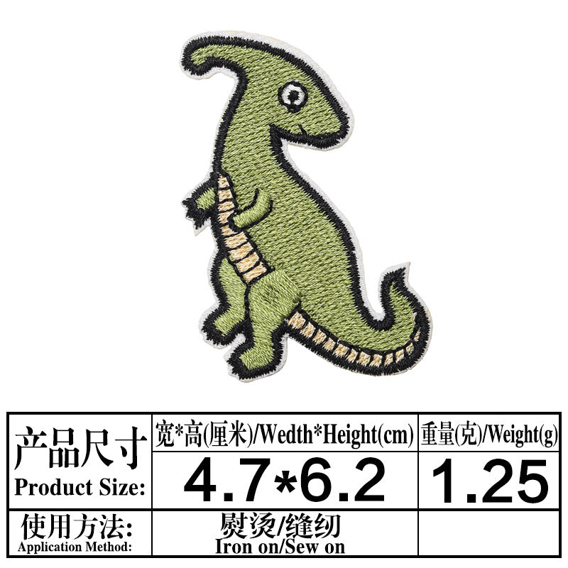 Wholesale Cartoon Dinosaur Embroidered Patch Twill Applique Decorative Sewing Accessory For Clothing Towel Gift