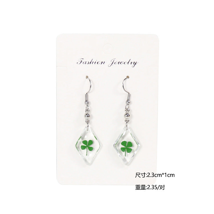 Wholesale 10pcs Four-leaf Clover Natural Specimen Earrings
