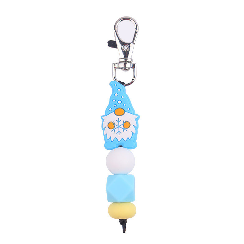 Wholesale Cartoon Santa Claus Silicone Beaded Keychain