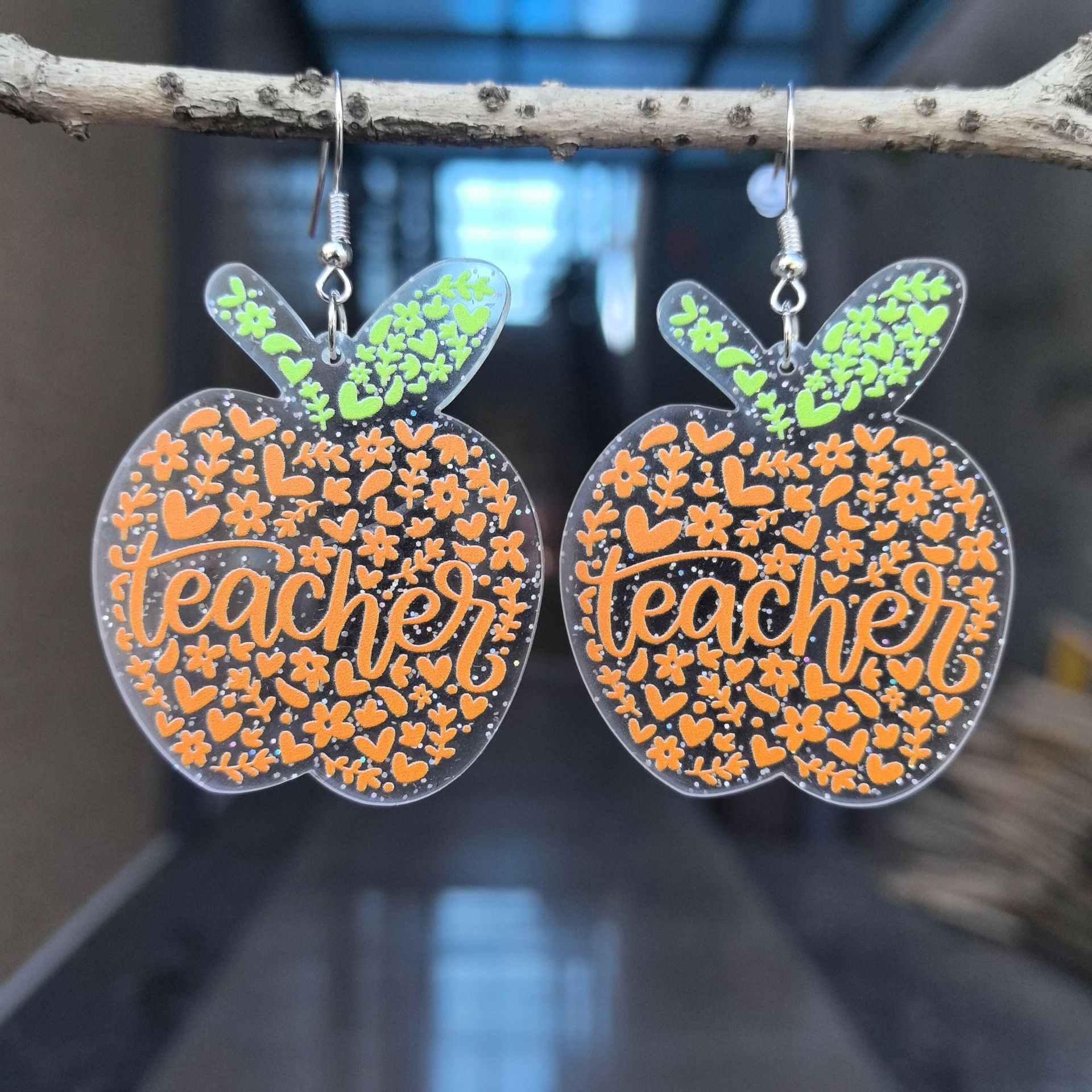 Wholesale 2PCS/Pack School Season Graduation Season Acrylic Earrings Apple English Letter Sweet Holiday Gift Earrings