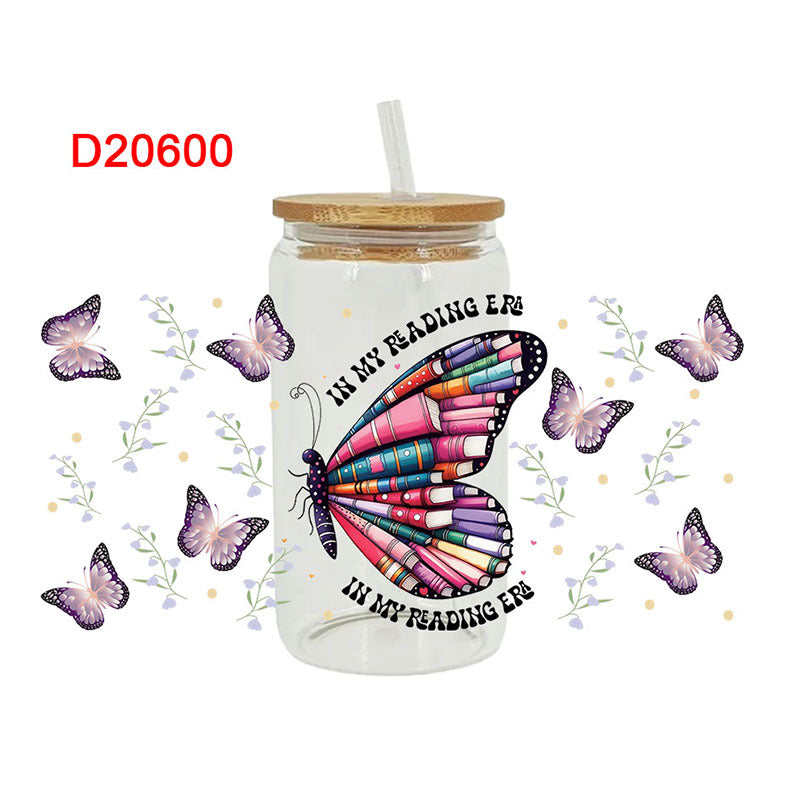Wholesale Cute Cartoon Reading Theme Books 16oz Cup UV DTF Wraps