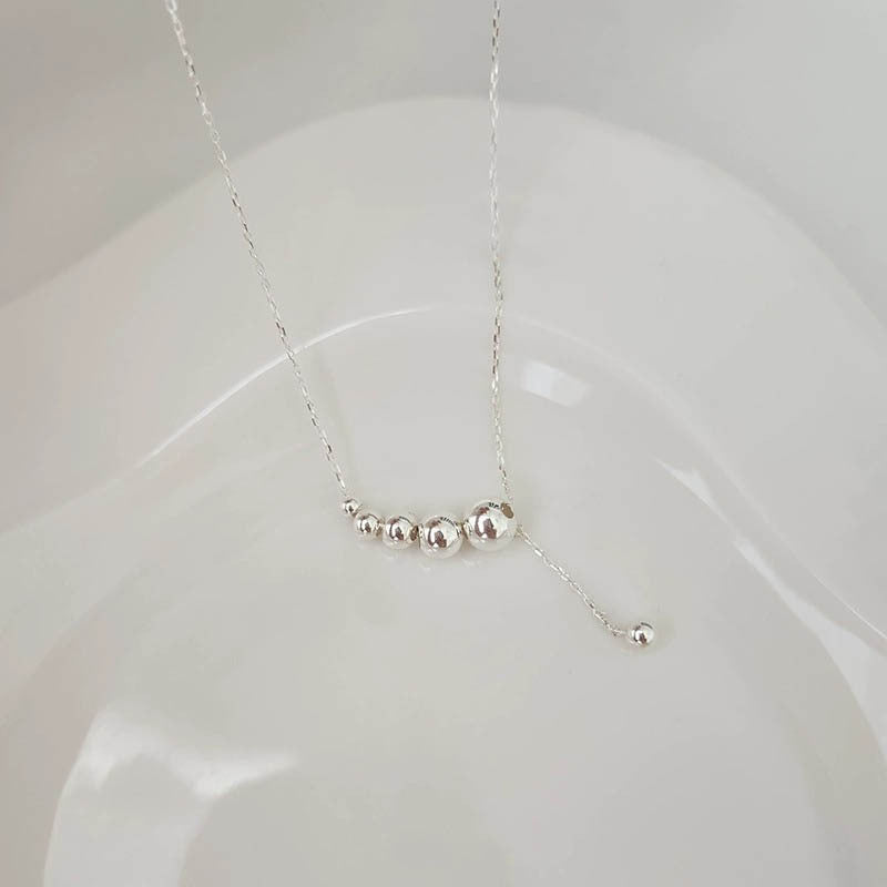 Wholesale S925 Sterling Silver Gradient Ball Necklace Clavicle Chain