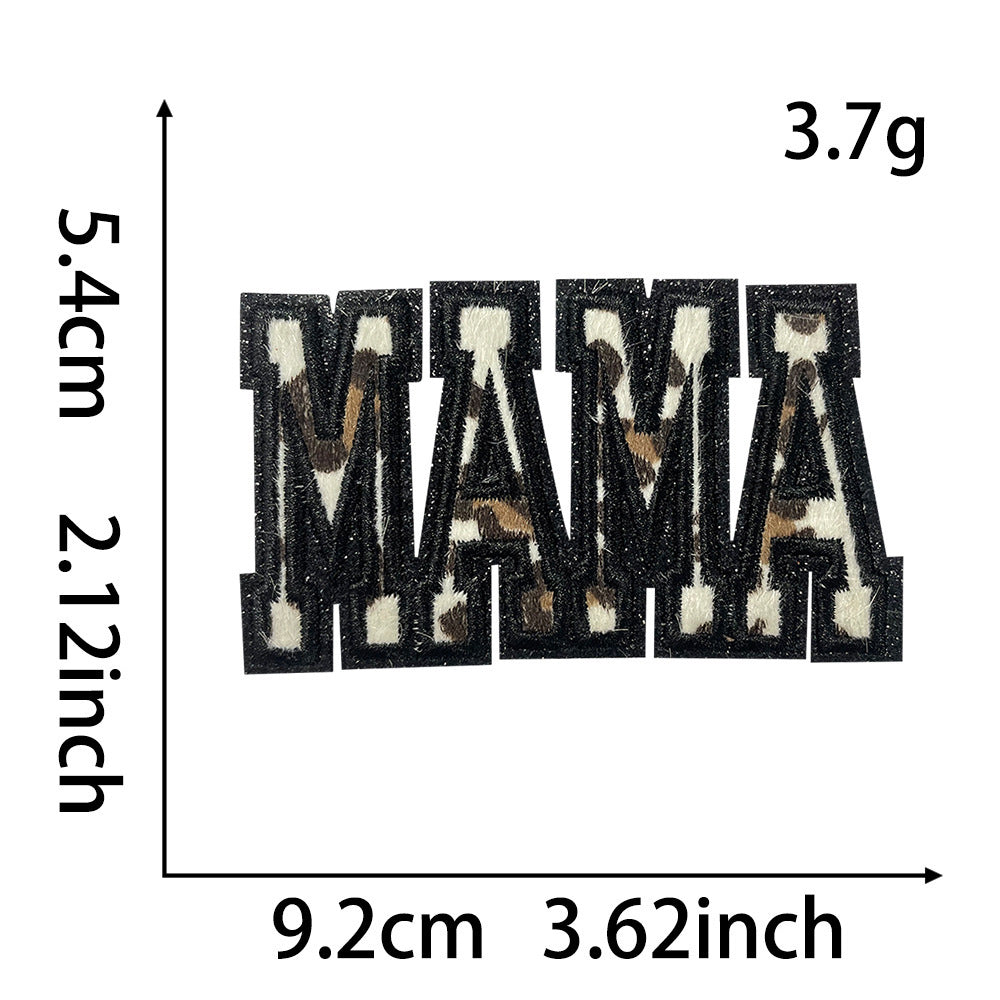 Wholesale Leopard Print MAMA Iron On Embroidered Patch DIY Fashion Accessory For Hats Bags Clothing Gift Boutique