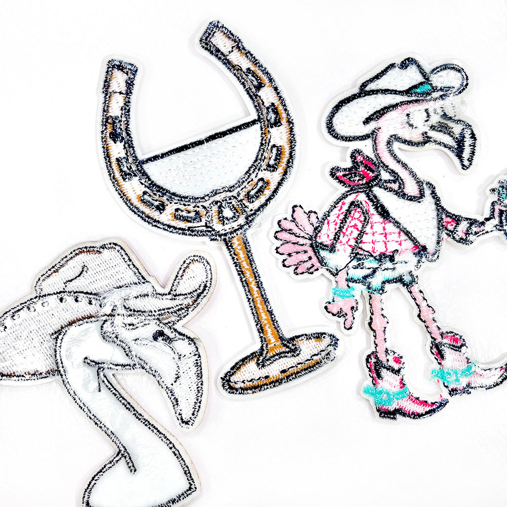 Wholesale Iron On DIY Embroidery Patches Flamingo Ice Cream Octopus Trophy Bow For Clothing Fashion Accessory