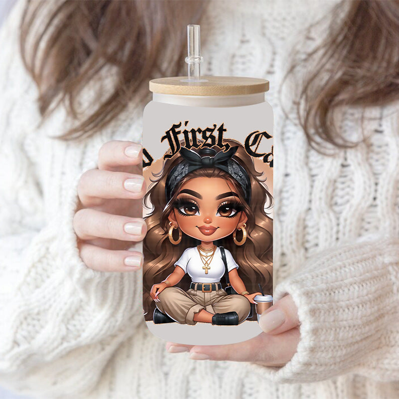Wholesale Cartoon Cute Sweet Cool Girl Theme 16oz Cup UV DTF Wraps