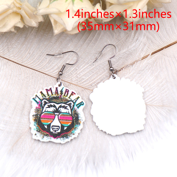 Wholesale Mother's Day Acrylic Lion Mama Earrings