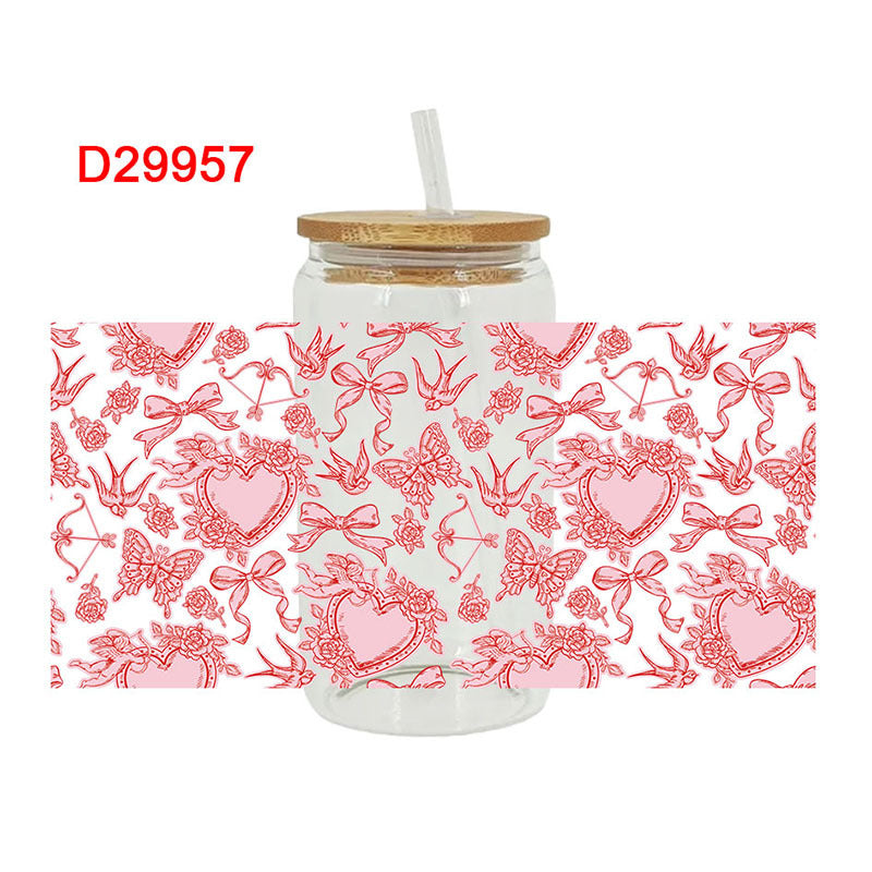 Wholesale Pink Love Ghost Valentine's Day 16oz Cup UV DTF Wraps