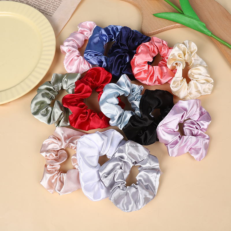 Wholesale 10pcs Solid Color All-match Imitation Silk Ponytail Hair Tie
